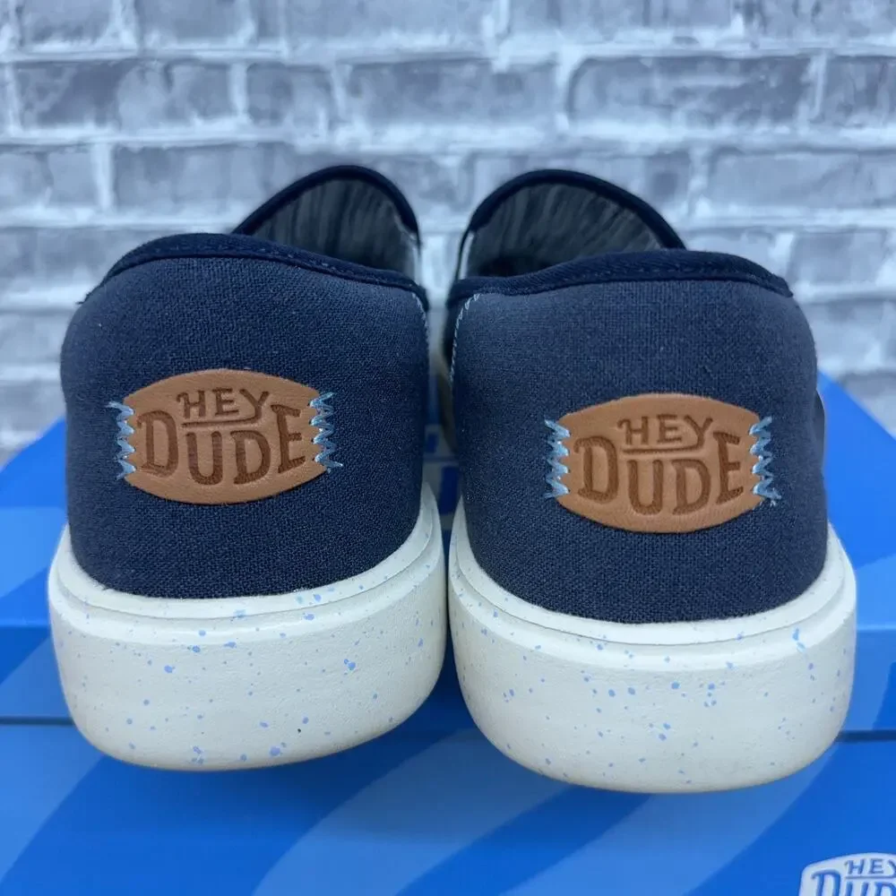 Hey Dude Sunapee Coastline Slip On Shoes Sneakers Navy Blue Mens Size 10 New